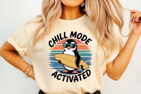 Chill Mode Activated Surfing Penguin: A Design Asset for Relaxed Branding