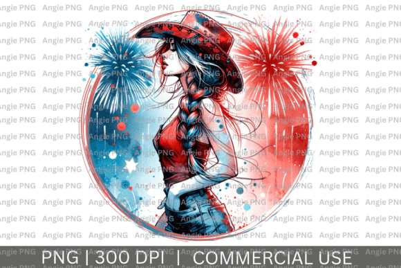 Cowgirl 4th of July PNG: Patriotic Design for Modern Creators