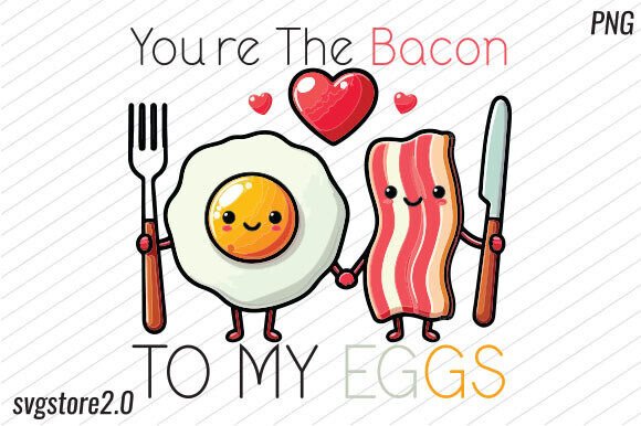 Creative Fun: Valentines Bacon and Eggs PNG for Designers