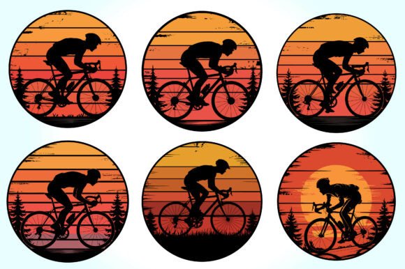 Cyclist Retro Vintage Sunset Vector: A Designer's Asset