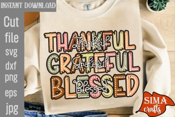 Elevate Autumn Projects with Brushstroke Thankful Grateful Blessed Design Assets