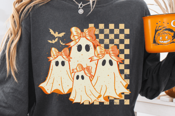 Orange Halloween Retro Ghost PNG: A Vintage Design Asset