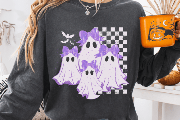 Spooky Design Assets: The Purple Halloween Retro Ghost PNG